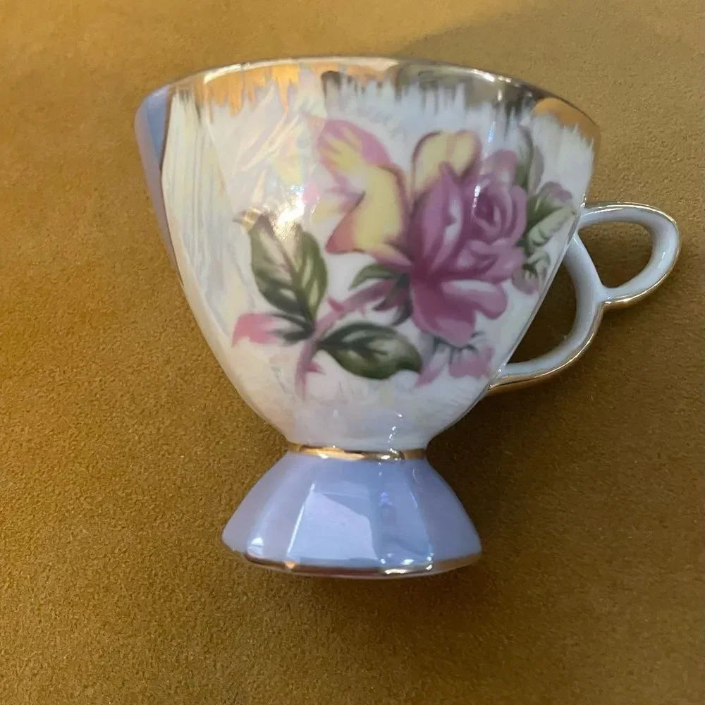 Vintage Norcrest Cup & Saucer Luster Floral Design